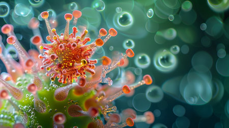 A close up view of a flower covered with numerous bubbles, creating a unique and intriguing visual effect.の素材