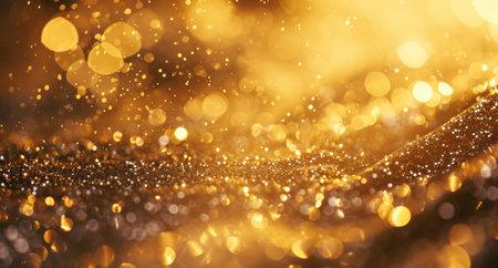 a blurry gold background with light shining.の素材