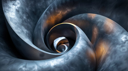 Detailed view of a spiral shaped object, showing its intricate design and structure.の素材