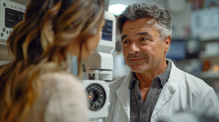 A man and a woman are facing each other, making eye contact with each other.の素材