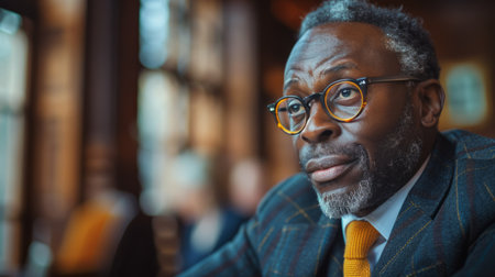 A detailed view of a person wearing a formal suit and tie.の素材