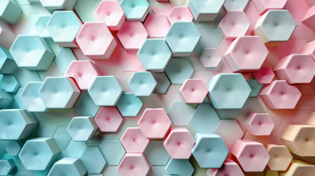Several hexagons arranged on a wall, creating a geometric pattern that adds visual interest to the space.の素材