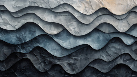 A painting showing a wave of white paint flowing down a wall.の素材