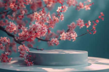 A white table holding a vase filled with pink flowers in a simple and elegant arrangement.の素材