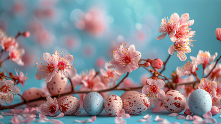 A close up view of a branch covered in delicate pink flowers.の素材