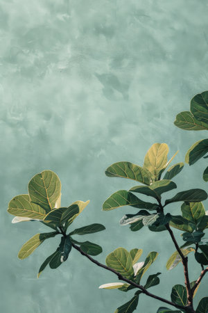 A green plant with vibrant leaves stands out against a clean white background, showing its natural beauty and simplicity.の素材