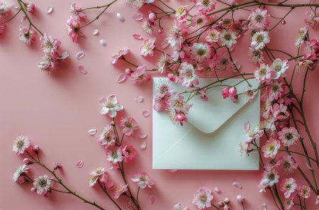 Multiple pink flowers arranged on a pink backdrop.の素材