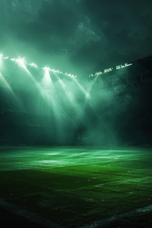 A green field ending in a light source, creating a striking visual contrast and sense of depth.の素材