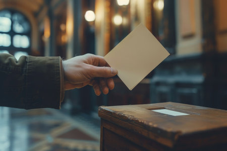 An individual is inserting a sheet of paper into a container.の素材