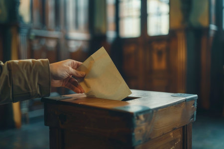 An individual is inserting a sheet of paper into a container.の素材