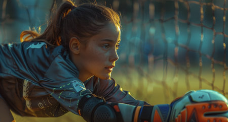 A detailed view of a person standing near a large fishing net, examining the catch of the day.の素材