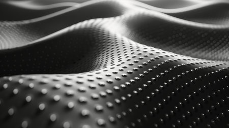 Detailed close-up of a black and white pattern, showing intricate designs and contrasting tones.の素材