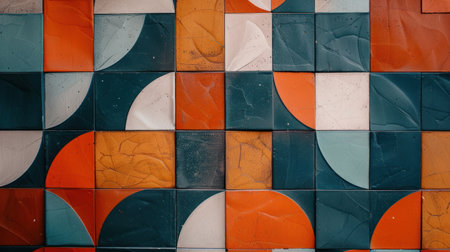 Abstract wallpaper with tile-inspired patterns in close proximity.の素材