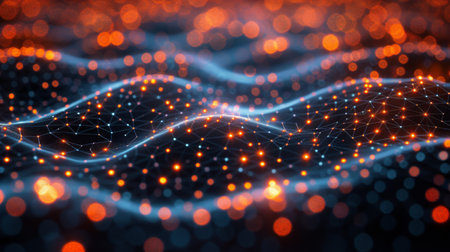 Abstract background featuring bright lights and blurred shapes, creating a dynamic and vibrant visual effect.の素材