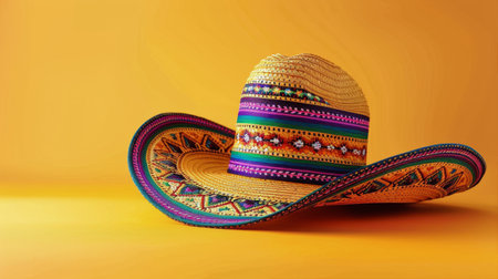 A straw hat featuring a vibrant and colorful pattern, perfect for adding a pop of color to any summer outfit.の素材