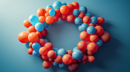 Several colorful balloons drifting in the sky.の素材