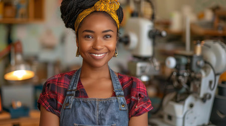 A woman wearing glasses smiling directly at the camera.の素材
