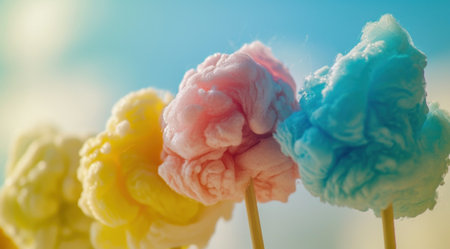 colorful cotton candy on a stick.の素材