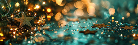 christmas star with stars on bokeh light.の素材