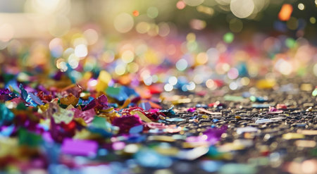colorful confetti in a night scene.の素材