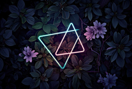 neon neon triangle jungle wallpaper tropical music.の素材