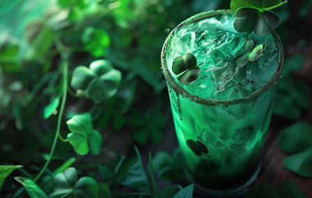 a drink with clovers on top.の素材
