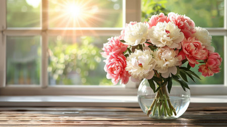 A vase filled with a beautiful arrangement of pink and white flowers, creating a lovely display.の素材