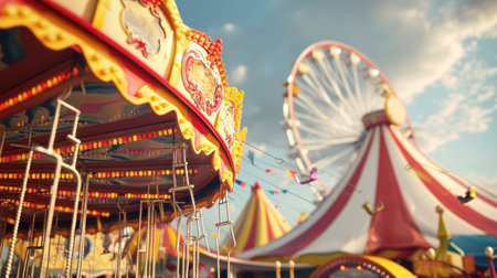 carnival poster template with large copy space for text.の素材