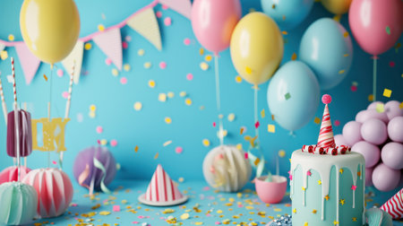 birthday poster template with large copy space for text.の素材