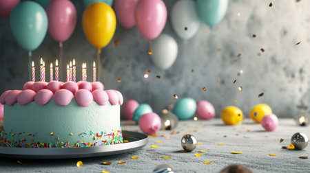 birthday poster template with large copy space for text.の素材