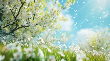 spring poster template with large copy space for text.の素材