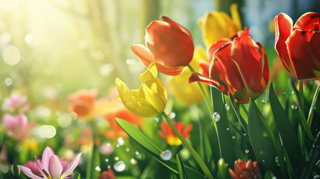 spring poster template with large copy space for text.の素材