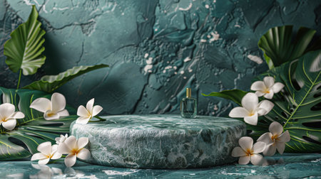 A vibrant pink and yellow flower is perched on top of a sturdy rock in a natural setting.の素材