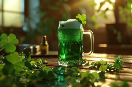 st patrick's day, green beer on the table.の素材