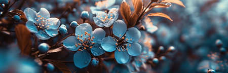a blue flower with many blue flowers.の素材