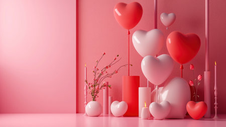 valentine's day poster template with large copy space for text.の素材