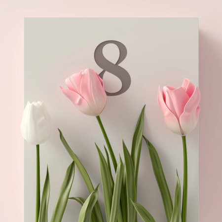 8 march card template with large copy space for text.の素材
