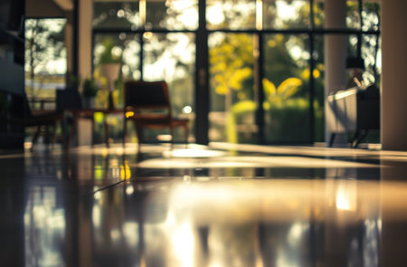 a blurred image of a large living room.の素材