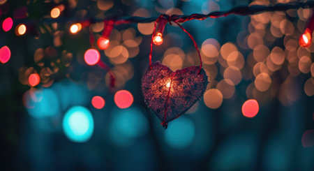 a heart shaped string hanging across the space.の素材