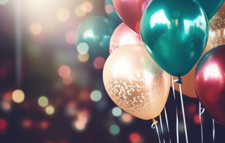 a party with a bunch of colorful balloons.の素材