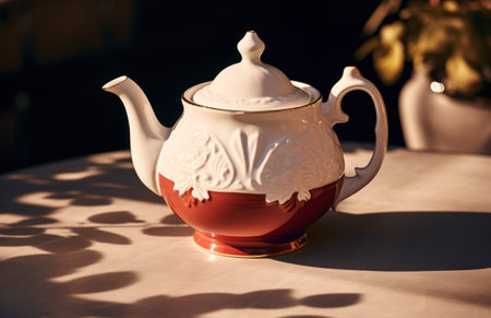 a white teapot in the sun.の素材