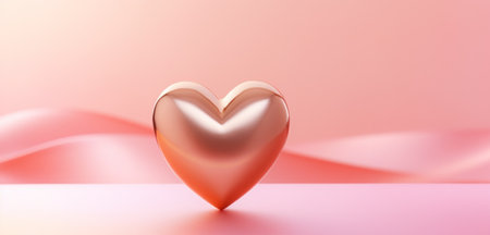 an empty gold heart on a pink background.の素材