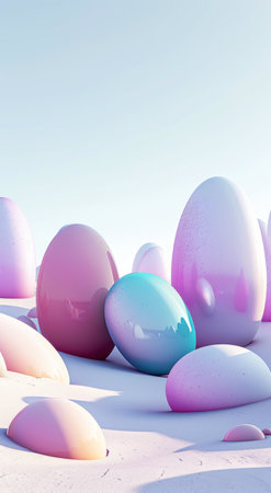 an abstract illustration of several eggs.の素材