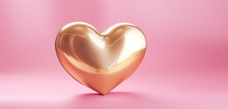 an empty gold heart on a pink background.の素材