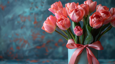 A gift wrapped in pink paper adorned with a pink ribbon and bow, ready to be presented to someone special.の素材