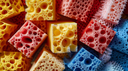 Detailed view of vibrant rainbow colored wallpaper, showcasing various hues in an intricate pattern.の素材