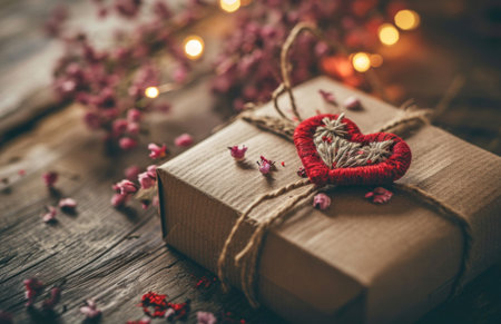 valentine's day gift on wooden.の素材