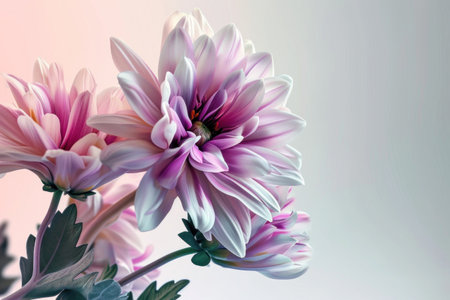 peiny flower poster template with large copy space for text.の素材