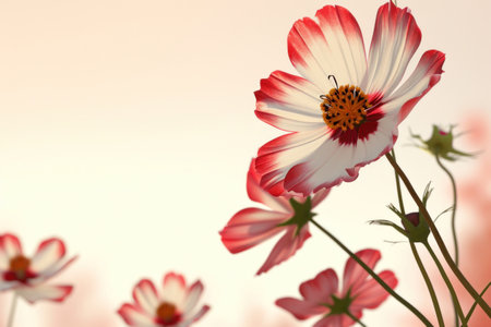 peiny flower poster template with large copy space for text.の素材