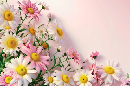 peiny flower poster template with large copy space for text.の素材
